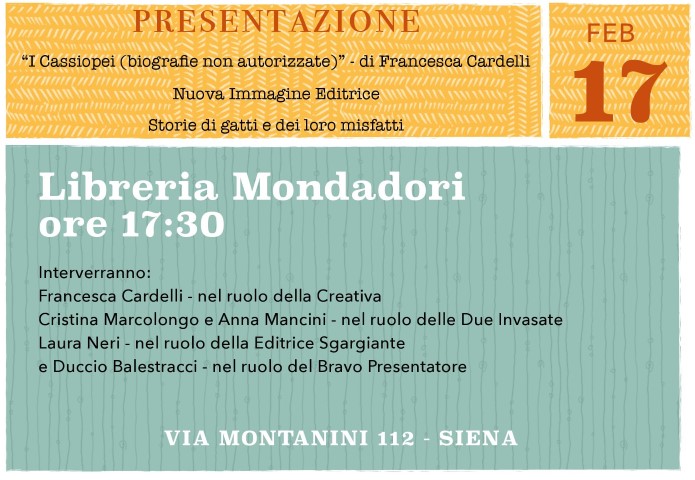 Venerdì 17 Febbraio 2017: presentazione de “I Cassiopei (biografie non autorizzate)”